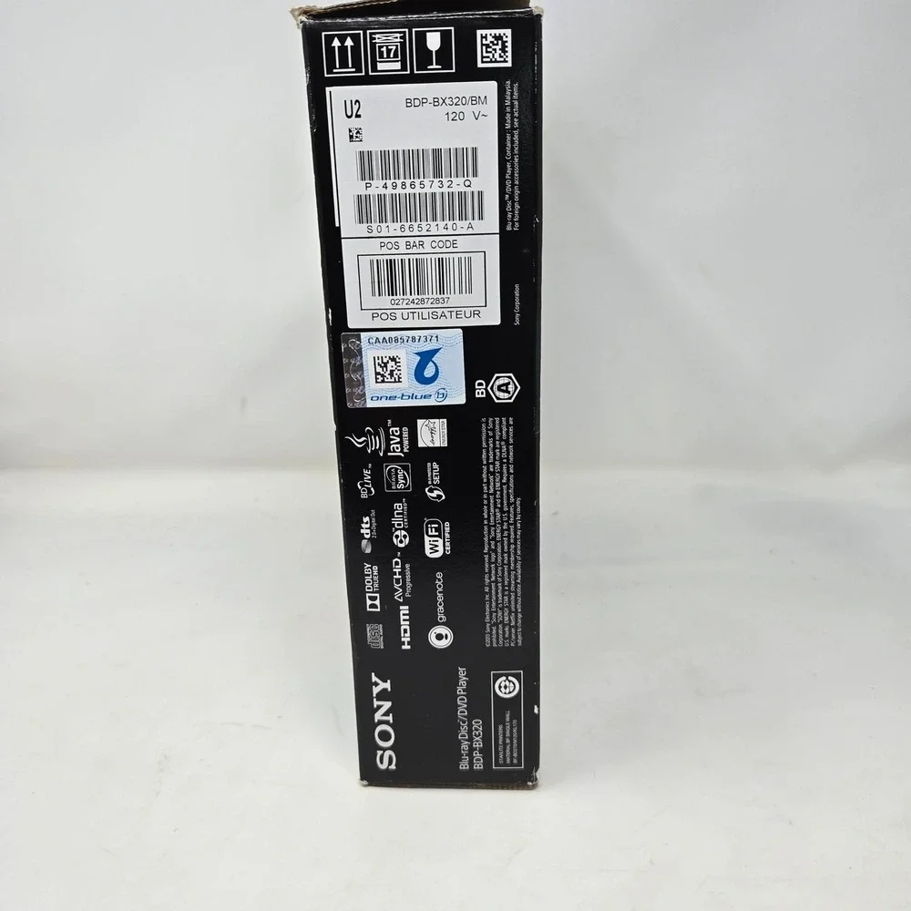 Sony BDP-BX320 Blu-ray DVD Player Built-in WiFi Streaming Netflix HDMI Black